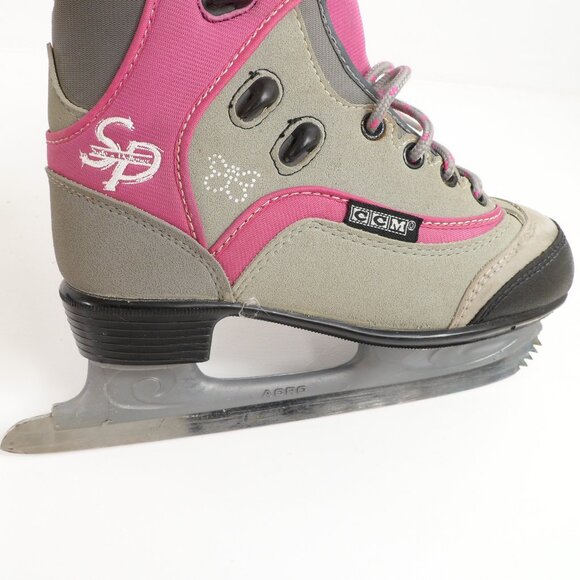 CCM Kids' Figure Ice Skates Size 2 Jamie Girl Pink Grey Butterfly Junior Lace-Up - Picture 14 of 15
